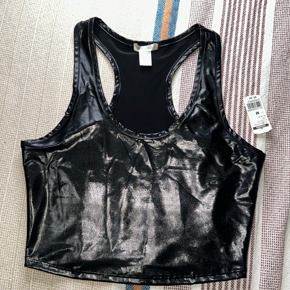 Azkara faux leather top